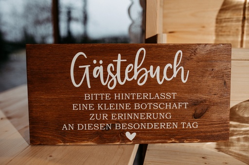 [EV0204-003014] Holzschild - Gästebuch - dunkles Holz